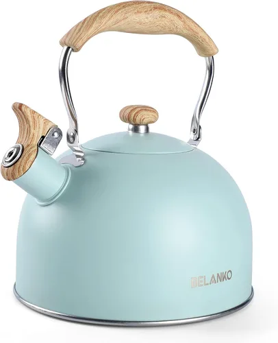 Vista 13 de Hervidor de Té, BELANKO 85 OZ / 2.5 Litros Hervidor de Té Silbante, Teteras para Estufa de Acero Inoxidable Grado Alimentario con Mango Plegable