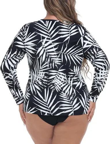 Vista 5 de HDE Camiseta de natación de manga larga de secado rápido UPF 50 para mujer, talla grande