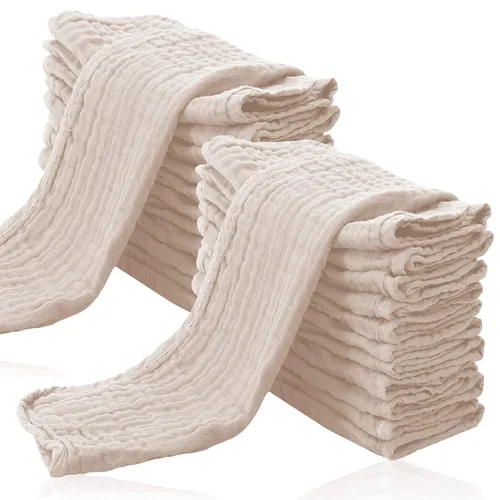 Vista 26 de Cute Castle Paquete de 24 paños de muselina para bebé, 100% algodón, ultra absorbentes, grandes, 20 x 10 pulgadas, trapos de leche súper Aguamarina