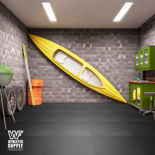 Vista 8 de WF Athletic Supply Tapete de ejercicio de rompecabezas, azulejos entrelazados de espuma EVA con borde, 1/2 pulgada de grosor entrelazado de espuma