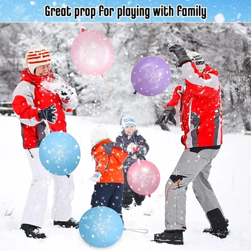 Vista 3 de Leitee 36 globos de 18 pulgadas con forma de copo de nieve para fiestas temáticas de invierno, premios de carnaval, globos de perforación con asa