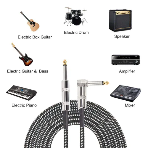 Vista 7 de SUNYIN Cable de amplificador de guitarra de 20 pies con adaptador, guitarra eléctrica a amplificador, estéreo de 0.138 in y 0.256 in, 4 púas