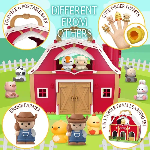 Vista 3 de SpringFlower Juguetes para Niños Pequeños de 1 2 3 Años de Edad Niños y Niñas, Juguete de Granero Grande con Animales de Granja, Juguetes Educativos