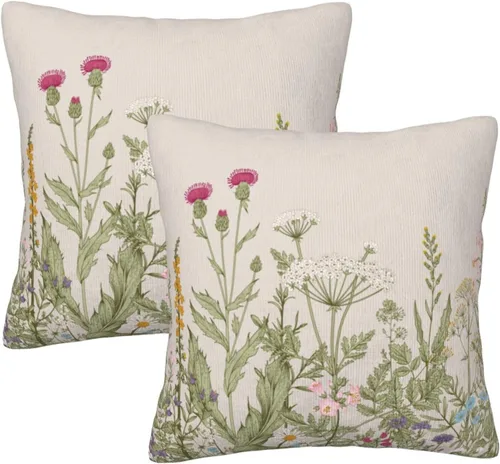 Vista 9 de Juego de 2 fundas de almohada de árbol de bosque natural, fundas de almohada de algodón de 16 x 16 pulgadas, fundas de almohada de algodón