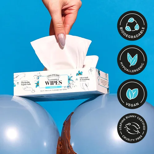 Vista 8 de Poo~Pourri Toallitas desechables, sin perfume, caja dispensadora de 50