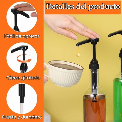 Vista 3 de 4 botellas de jarabe con bomba, botellas transparentes de cuello largo de 25 onzas / 25.4 fl oz, dispensador de bomba de jarabe de plástico