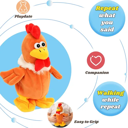 Vista 4 de Hopearl Pollo parlante, repite lo que dices asintiendo, regalo de amigos, de juguetes animados o de forma animada, eléctricos, para niños pequeños