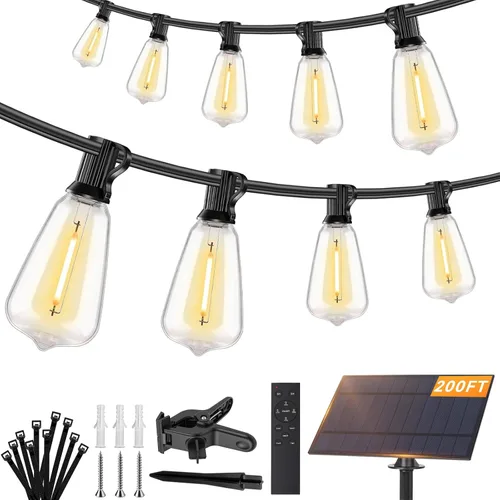 Vista 11 de Brightever Luces de Cadena Solares de 25 Pies para Exteriores Impermeables, Luces Solares G40 con Control Remoto y 10+1 Bombillas Globo LED