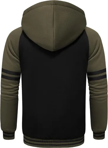 Vista 4 de GEEK LIGHTING Men's Raglan Color Block Fleece Heavy Full-Zip Hoodie