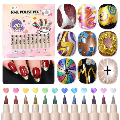 Vista 12 de Juego de 24 bolígrafos para arte de uñas, 24 colores, rotulador de 0.028 in Rosa
