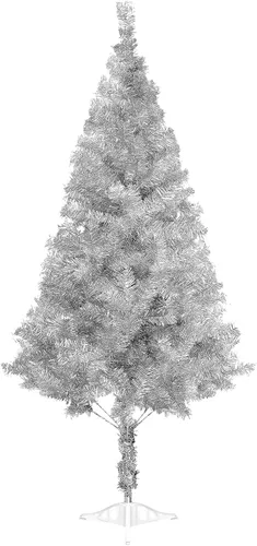 Vista 8 de Arthas Árbol de Navidad negro de oropel de Halloween de 5 pies para decoración de fiesta en el hogar, oficina, vacaciones, temporada, precioso