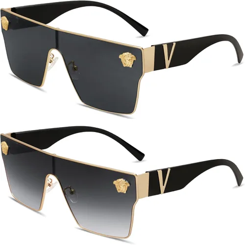 Vista 25 de Allarallvr Gafas de sol cuadradas de gran tamaño para mujeres hombres vintage de moda clásica gafas de sol de sol para mujer AR82087