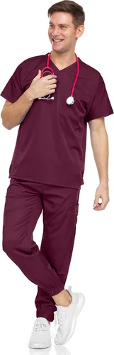 Vista 2 de Medichic Conjunto de pantalones deportivos elásticos con cuello en V para hombre con pantalones de siete bolsillos, disponible en más de 6