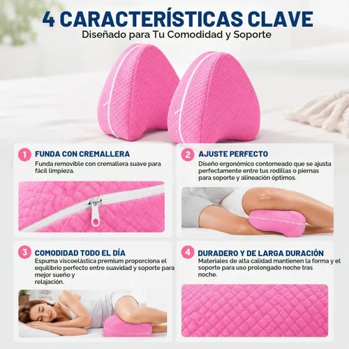 Vista 3 de 2 fundas de almohada de repuesto para patas Contour Legacy, lavable con cremallera, ligera y suave, solo funda (rosa melocotón)