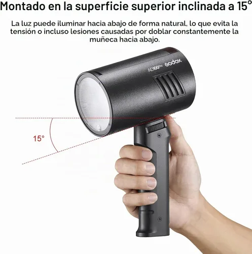 Vista 4 de Godox FG-100 Flash Handheld Grip, 1/4" Tornillo Speedlite Soporte Soporte de Mango Estabilizadores para Godox AD100Pro, AD200, AD200Pro, AD300pro