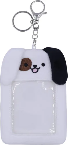 Vista 16 de JUMISEE Lindo soporte de tarjeta de fotos Kpop de felpa con llavero, funda de foto de oso de dibujos animados, protector de tarjeta de crédito