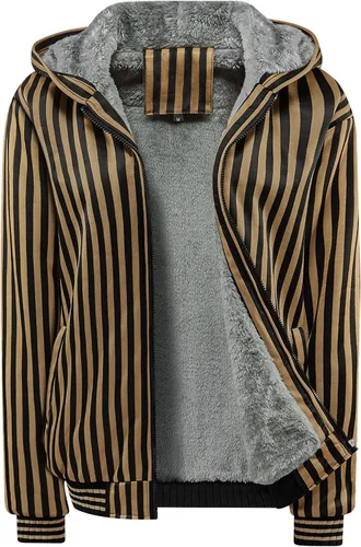 Vista 21 de JiangWu - Chaqueta con capucha de estilo Sherpa para mujer, forro polar grueso, abrigada para invierno A-Negro