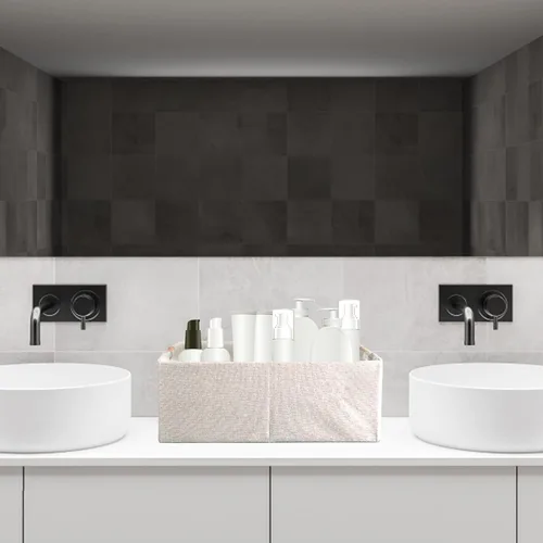Vista 7 de Caja de Almacenamiento de Tela Plegable Cesta de Algodón y Lino con Asas de Madera, Cubo Rectangular Decorativo, Organizador de Lavandería