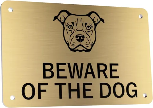 Vista 5 de Letrero de Beware of the Dog (Staffordshire Bull Terrier) – Advertencia fácil de ver, aviso para interiores y exteriores, letrero disuasorio