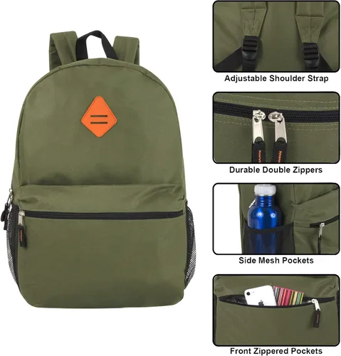 Vista 2 de Trail maker Mochilas al por mayor de 19 pulgadas a granel paquete de 24 para niños escuela para adultos sin fines de lucro Negro
