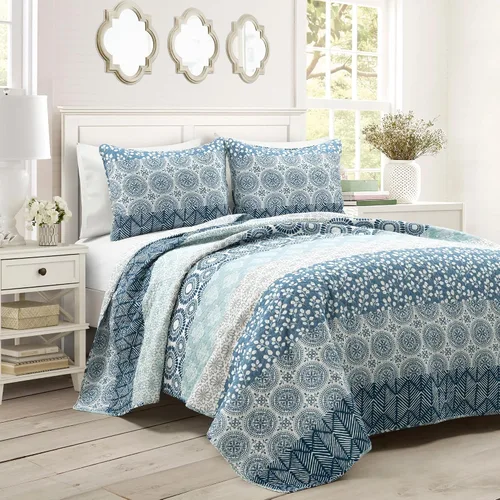 Vista 11 de Lush Decor - Juego de ropa de cama de 3 piezas, colorido diseño bohemio a rayas, reversible