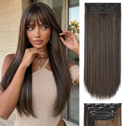 Vista 16 de Extensiones de cabello lacio con clip, suaves y gruesas (20 pulgadas, 4 unidades, 16H613#)