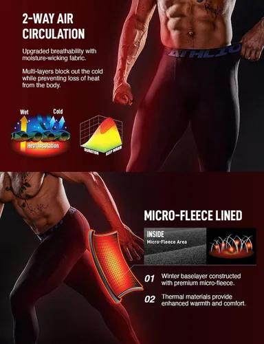 Vista 7 de ATHLIO Men's Thermal Compression Pants, Athletic Running Tights & Sports Leggings, Wintergear Base Layer Bottoms