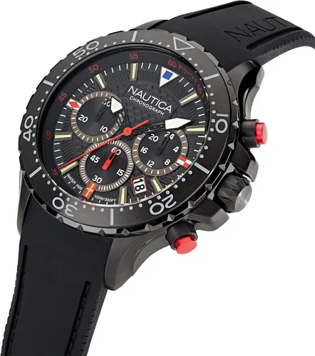 Vista 2 de Nautica Reloj NST Chrono con correa de silicona negra para hombre Modelo NAPNSF202 Negro