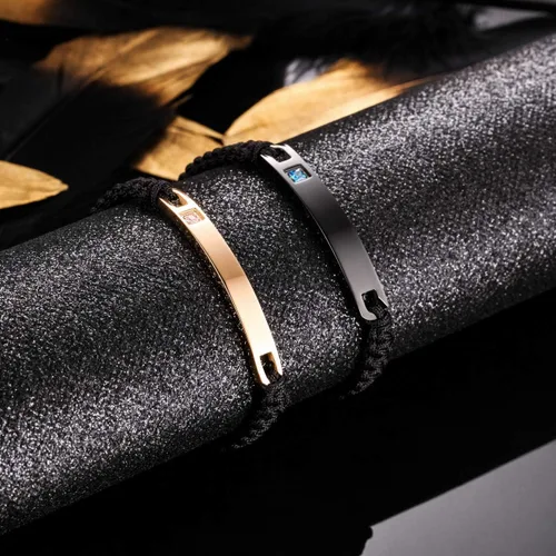 Vista 3 de MeMeDIY - Pulsera personalizada con nombre y fecha grabadas para mujeres, hombres, niñas, niños, parejas, tobillera ajustable hecha a mano, cuerda