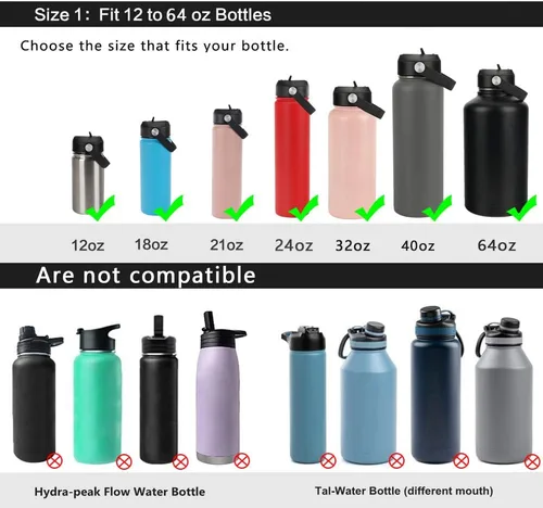 Vista 5 de Tapa de popote para botella de agua de boca ancha Hydroflask, tapa de pajilla, mango flexible, apto para Hydro Flask de 12, 16, 18, 20, 32, 40, 64