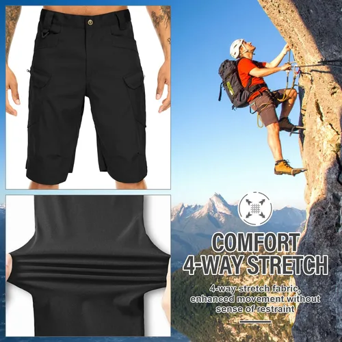 Vista 7 de Jessie Kidden Pantalones cortos tácticos para hombre, elásticos, para exteriores, resistentes al desgaste, rasgaduras, parada, trabajo, senderismo