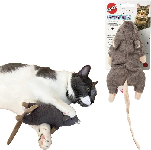 Vista 9 de SPOT Fuzzy Mouse Freddie Juguete para Gatos con Hierba Gatera – Ratón de Felpa de 3.5 pulgadas para Gatos y Gatitos, Sonido Crujiente, Ideal