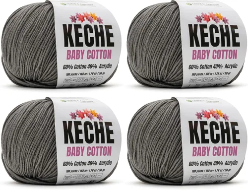 Vista 36 de Keche Hilo de Algodón, 60% Algodón 40% Hilo Acrílico, Hilo de Algodón Suave para Crochet y Tejer, Hilo Amigurumi 1 Madeja/Bola 1.76 Oz (50g) / 180