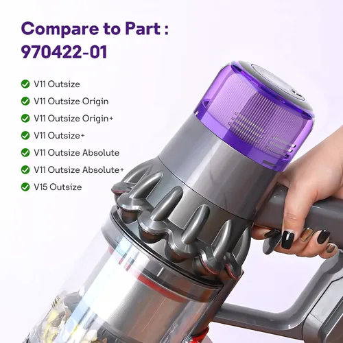 Vista 3 de Paquete de 2 filtros de piezas de repuesto para Dyson V11 Outsize, V11 Outsize Origin, Outsize, Compare con la pieza: 970422-01
