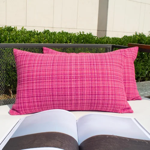 Vista 23 de Kevin Textile - Juego de 2 fundas de almohada decorativas para exteriores, impermeables, para jardín, patio, tienda de campaña, sofá, de 16 x 16