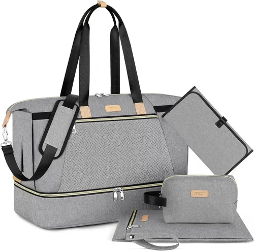 Vista 17 de ITIEZY Bolsa de pañales tipo tote para bebé - Bolsa grande para mamá con cambiador portátil, estuche para chupete, bolsas de hospital, bolsa