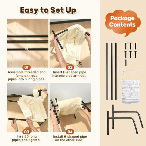 Vista 6 de Sofá cama elevada para gatos de interior, sofá de gato con marco de metal Beige
