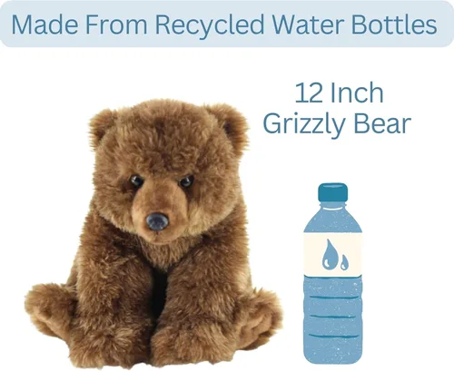 Vista 7 de The Petting Zoo Peluche de oso Grizzly, regalos para niños, animales salvajes Onez, juguete de peluche de oso, 12 pulgadas