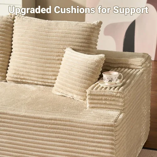 Vista 6 de Sofás seccionales Cloud de 96 pulgadas para sala de estar, sofá sin hueso en forma de L con cómoda silla, sofá modular con asiento profundo,