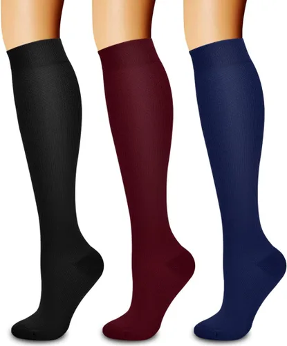 Vista 34 de Paquete de 3 pares de calcetines de compresión médica para mejorar la circulación de mujeres y hombres, para correr, hacer deporte y amamantar