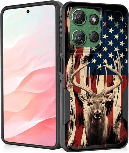 Vista 115 de Funda para Moto G Play 4G 2024, resistente de doble capa híbrida de policarbonato duro, goma suave, a prueba de golpes, funda protectora resistente