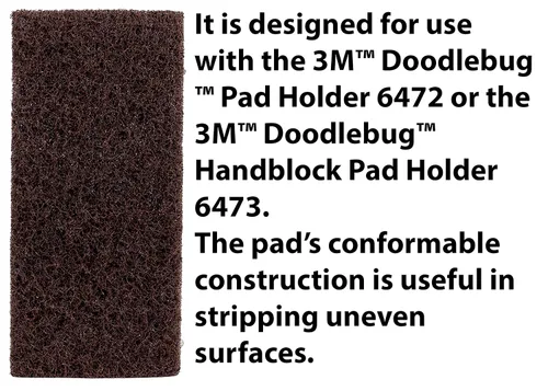 Vista 3 de 3M Doodlebug Brown Scrub 'N Strip Pad 8541, 4.625 pulgadas x 10 pulgadas (20 unidades)