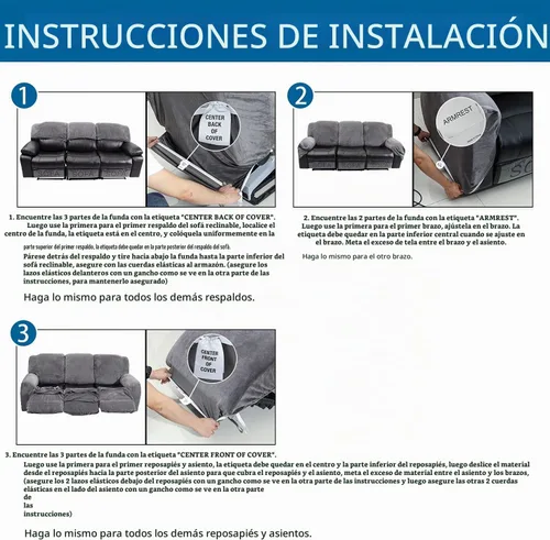 Vista 7 de ULTICOR Fundas de terciopelo para sofá reclinable de 8 piezas, fundas elásticas para sofá reclinable de 3 cojines, fundas para muebles, fundas