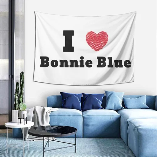 Vista 9 de LIFANGMI I Love Bonnie Blue Tapestry Wall Hanging 60x40 Inch Bedroom Living Room Dormitory Home Decoration Wall Tapestry