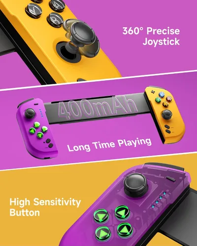 Vista 5 de EasySMX SwitchSwitch OLED Pro Controller for Handheld Mode, One-Piece Joypad Controller Replacement for Joy Con with 6-Axis Gyro, Turbo, Wake Up and