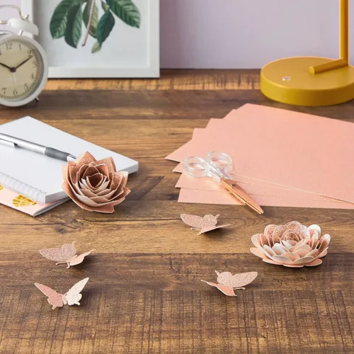 Vista 4 de Bright Creations Cartulina con purpurina de oro rosa, papel de cartulina apto para impresora, papel de álbum de recortes para suministros de álbumes