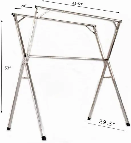 Vista 5 de AIODE Estante de secado de ropa para ropa plegable sin instalación Estante ajustable de acero inoxidable para ropa