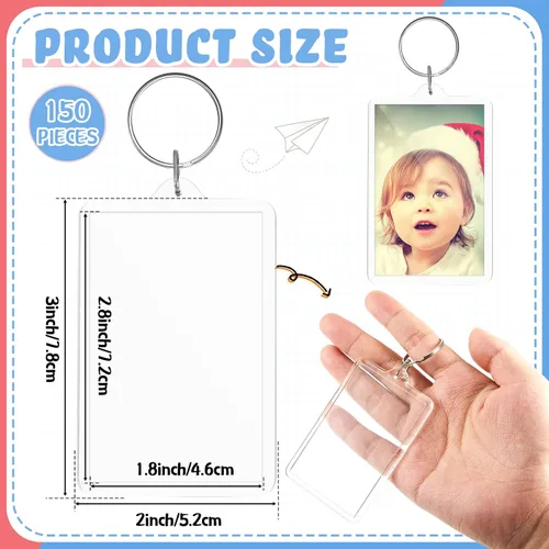 Vista 2 de Inbagi Picture Frame Keychain Acrylic Photo Keychain Clear Rectangle Acrylic Keychain Blanks 2 x 3inch