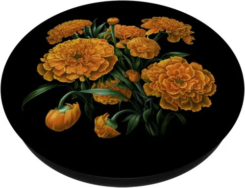 Vista 2 de Flores de caléndula, diseño de ramo floral PopSockets PopGrip intercambiables
