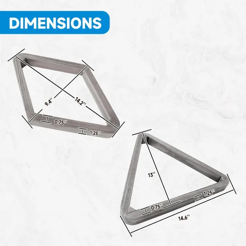 Vista 5 de GSE Games & Sports Expert Billar de madera maciza resistente de lujo, triángulo de 8 bolas/9 bolas de diamante para bolas de piscina de 2-1/4 Gris
